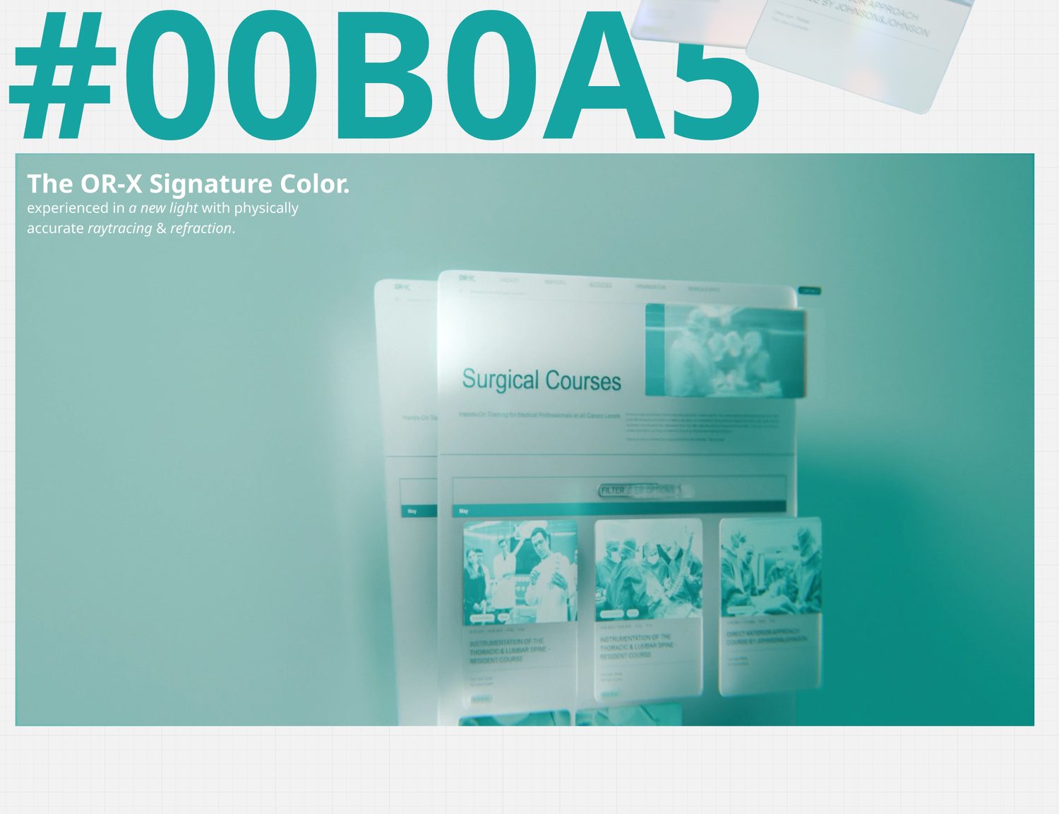 The OR-X signature colour #00B0A5 rendered with raytracing and refraction