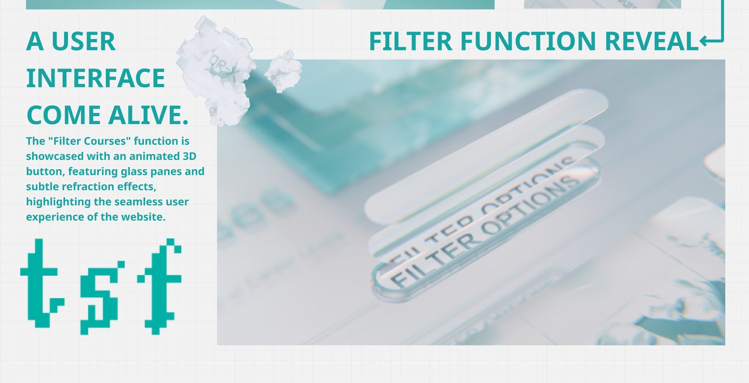 The filter function shown as animated glass panes